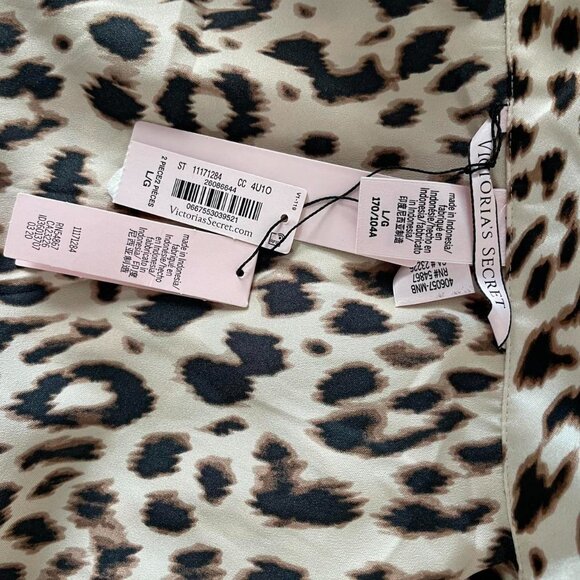Victorias Secret Leopard Satin Pajama Set | Women’s Size Large - Picture 7 of 8